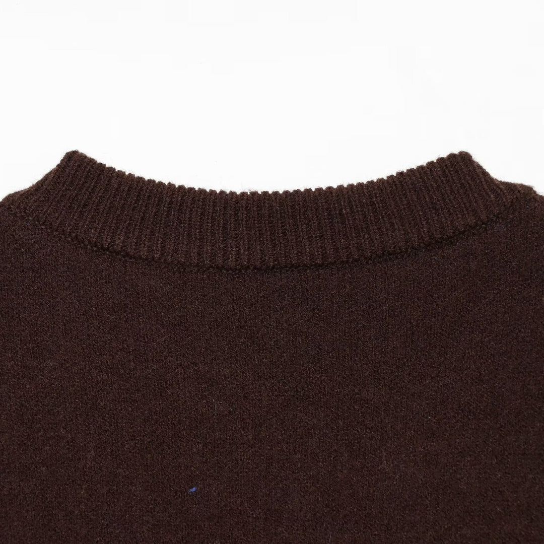 Damen Feinstrick-Rundhals-Pullover mit übergroßem Punktmuster Nord Taschen