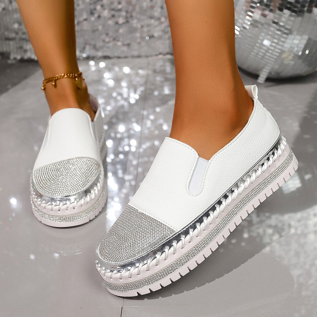 Damen nan glänzende Slip-On Plateau-Sneaker mit geflochtenem Rand und elastischem Einsatz Nord Taschen