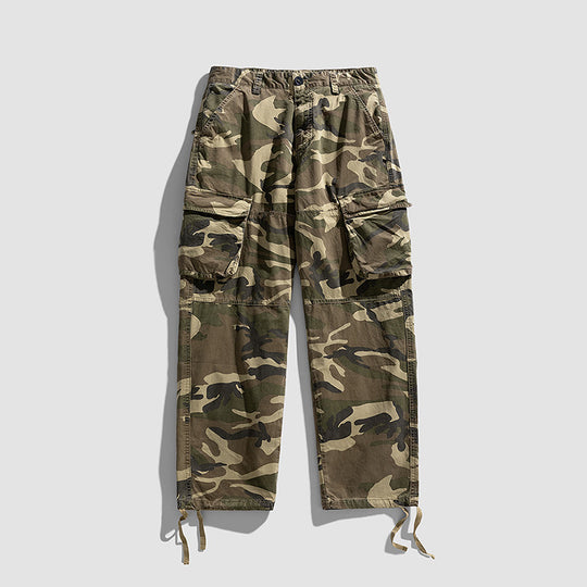 Herren Camouflage-Cargo-Hose im Loose-Fit mit Multifachtaschen, Tunnelzug und verstellbaren Beinabschlüssen Nord Taschen