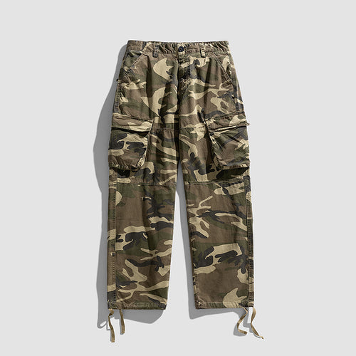 Herren Camouflage-Cargo-Hose im Loose-Fit mit Multifachtaschen, Tunnelzug und verstellbaren Beinabschlüssen Nord Taschen
