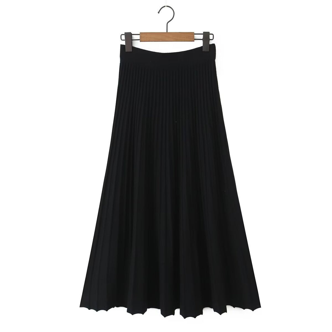 Damen Plissierter Maxi-Rock mit hohem Stretchbund Nord Taschen
