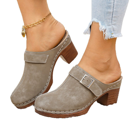 Damen Clogs mit elegantem Riemen und komfortablem Blockabsatz