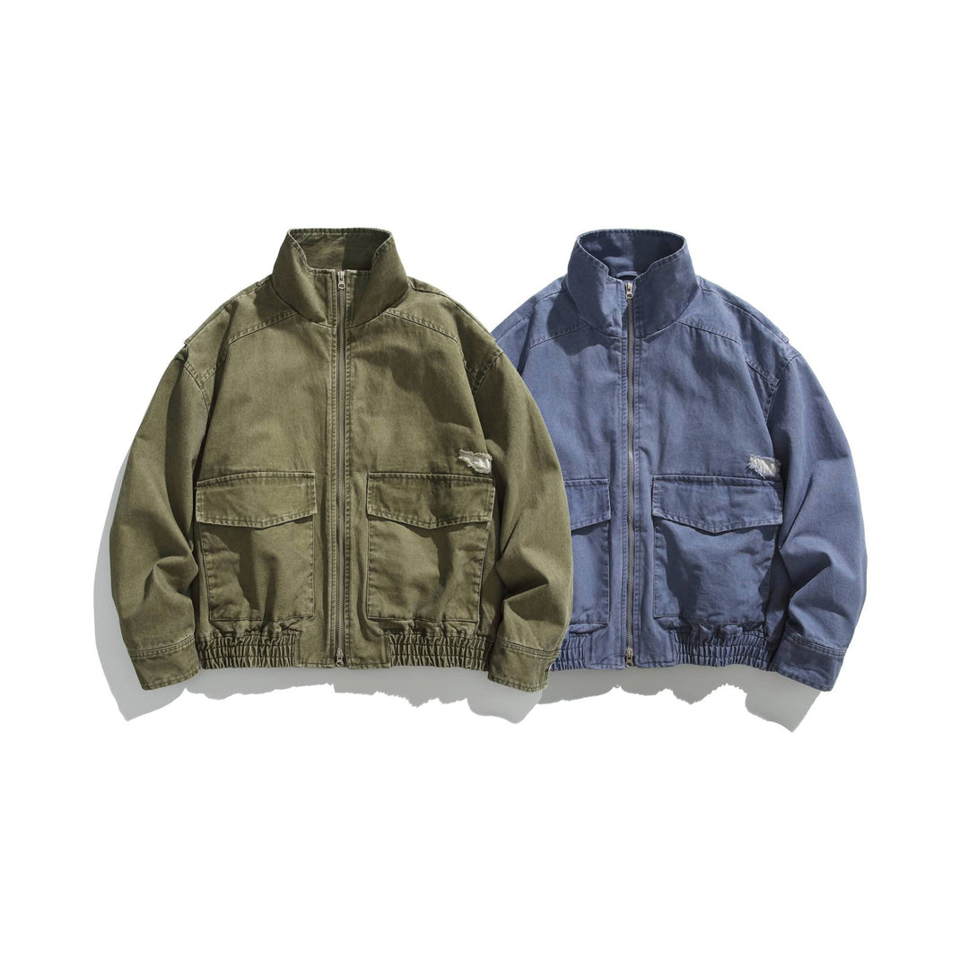 Unisex Kurzblouson im Vintage-Canvas mit hohem Stehkragen und Utility‑Taschen Nord Taschen