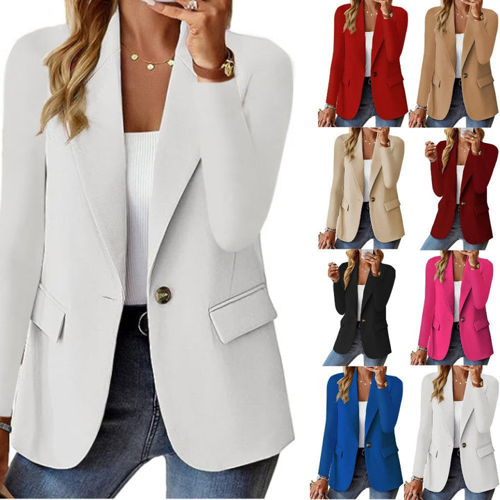 Damen Eleganter Casual Blazer mit modernen Taschen und dezentem Knopf