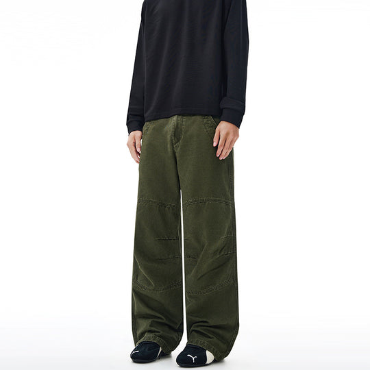 Herren Weite Paneel-Baggyhose aus Baumwoll-Twill mit Knieabnähern Nord Taschen