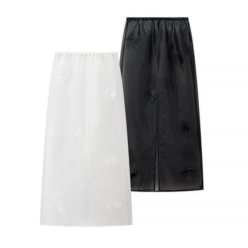 Damen Transparenter Organza-Unterrock mit elastischem Bund und 3D‑Blütenapplikation Nord Taschen