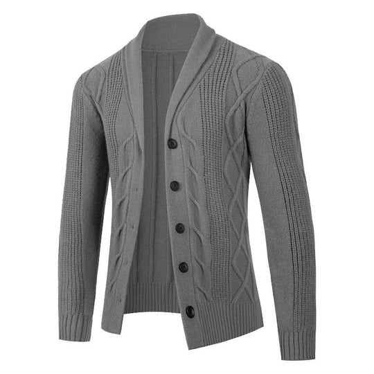 Herren Kabelstrick-Cardigan mit Schalkragen und Knopfleiste Nord Taschen