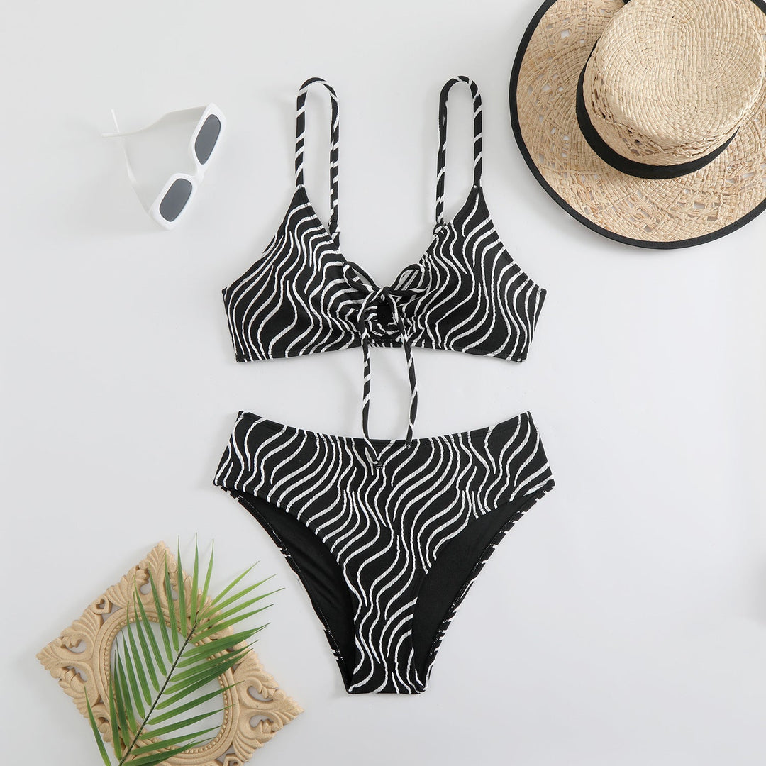 Damen Zweiteiliger Bikini mit verspieltem Wellenmuster