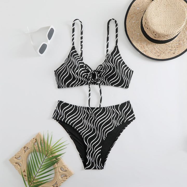 Damen Zweiteiliger Bikini mit verspieltem Wellenmuster