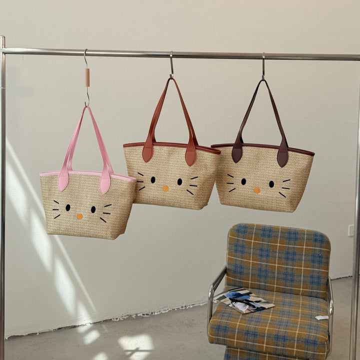 Damen stilvolle Basttasche mit süßem Tiermotiv Nord Taschen