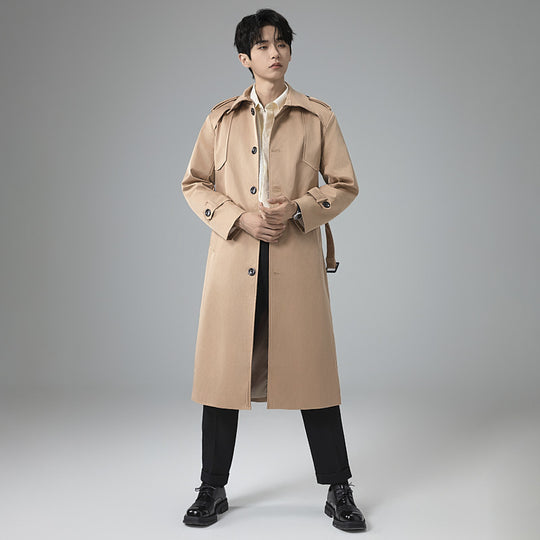 Herren Trenchcoat mit Taillengürtel, Schulterklappen und klassischer Knopfleiste Nord Taschen