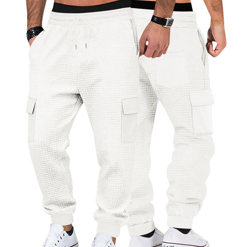Herren Texturierte Waffel-Cargo-Jogginghose mit elastischem Bund und Multifunktions-Taschendesign Nord Taschen