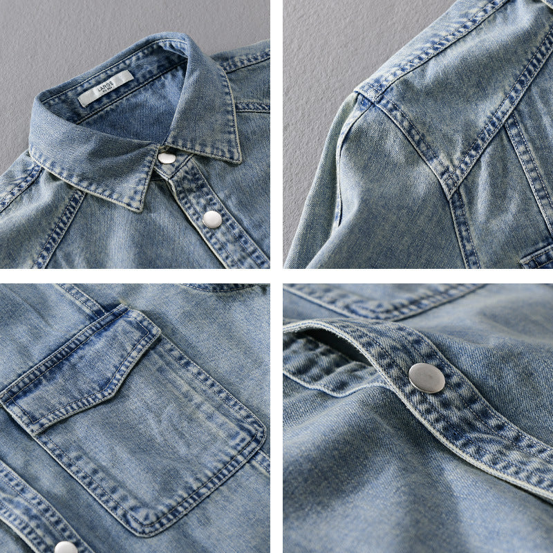Herren lässiges Oversize Jeanshemd Nord Taschen