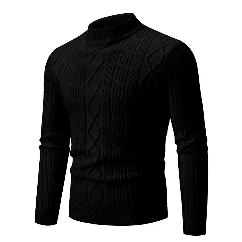 Herren Strukturierter Mockneck-Zopfstrickpullover Nord Taschen