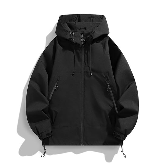 Herren Technische Wind- und Wasserabweisende Kapuzenjacke mit verstellbarem Saum Nord Taschen
