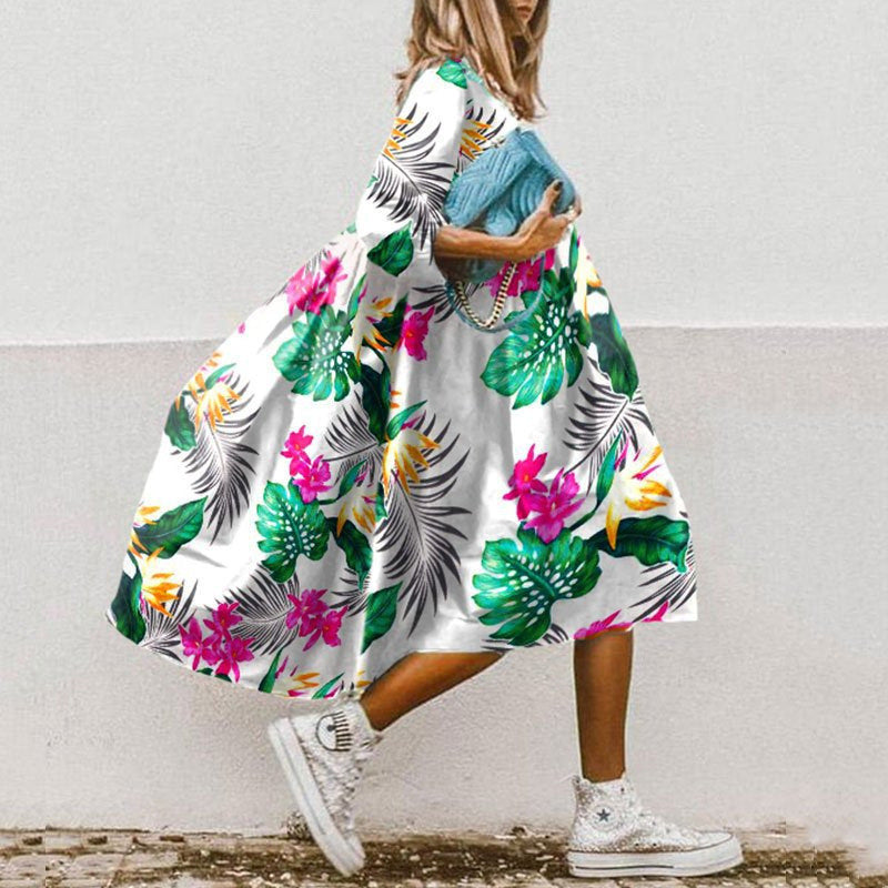 Damen Freizeitkleid mit farbenfrohem Blumendesign