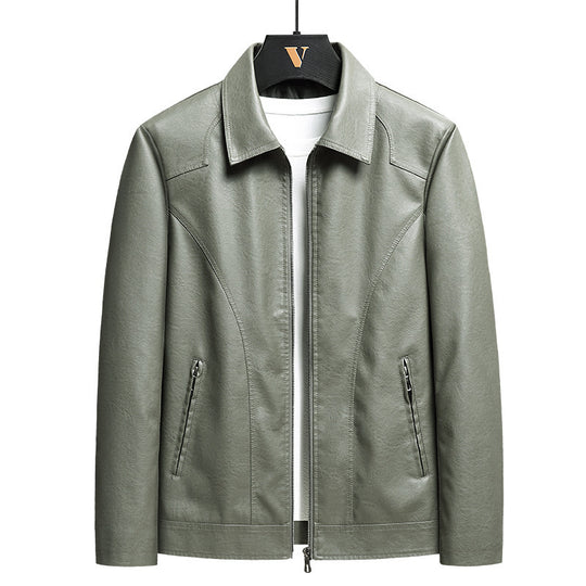 Herren schlanker Kunstleder-Fliegerblouson mit Hemdkragen und ergonomischen Nahtdetails Nord Taschen