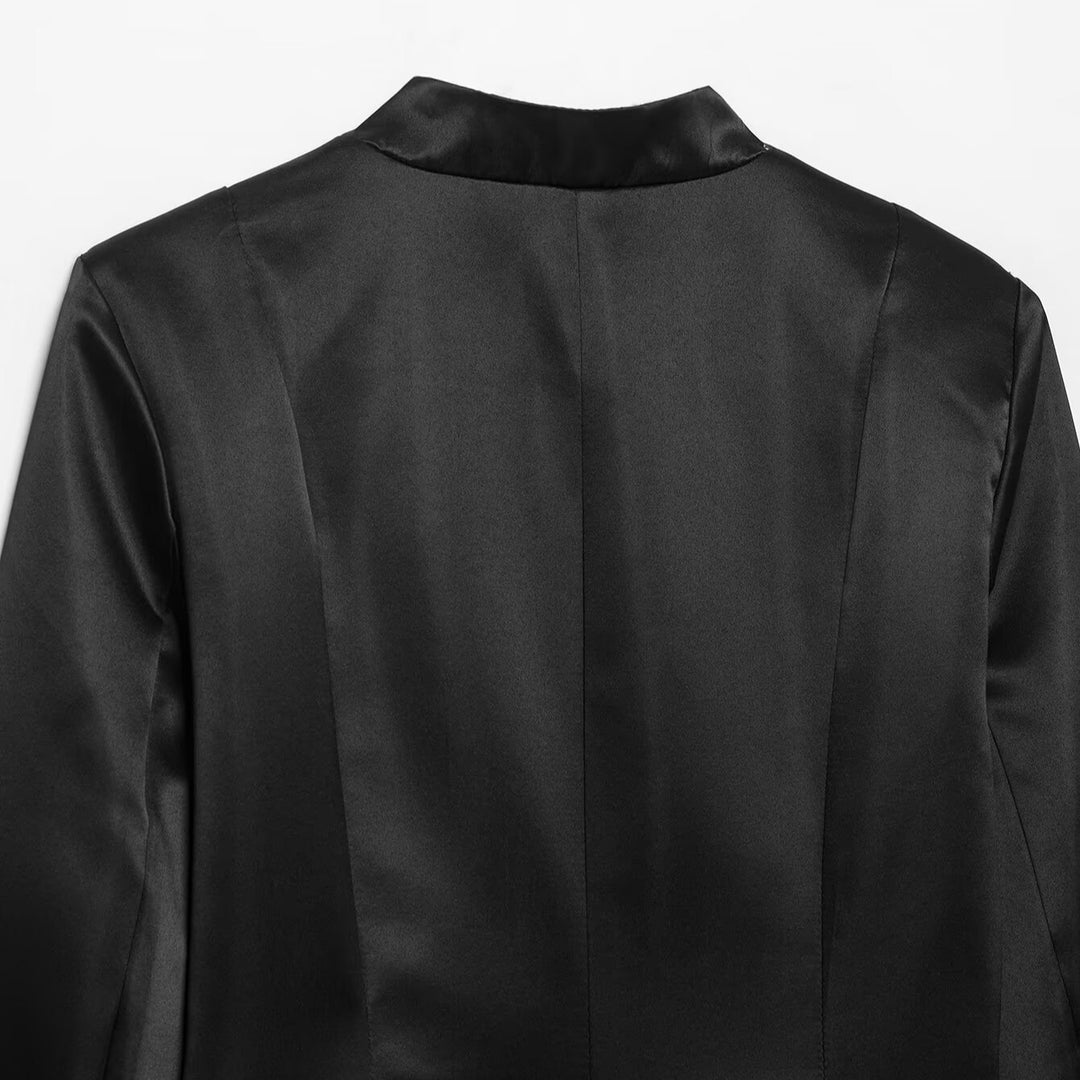 Damen Satinjacke im chinesischen Stil mit Stehkragen und Zierknotverschlüssen Nord Taschen