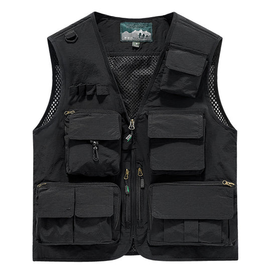 Herren Outdoor-Utility-Anglerweste mit atmungsaktivem Meshrücken und multifunktionalen Taschen Nord Taschen