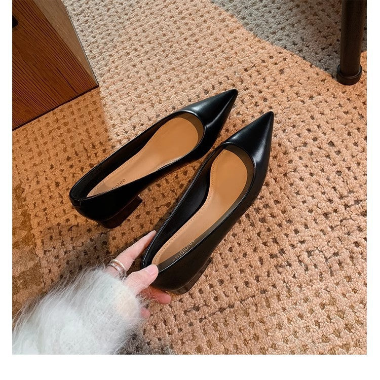 Damen elegante spitze Ballerinas aus hochwertigem Leder