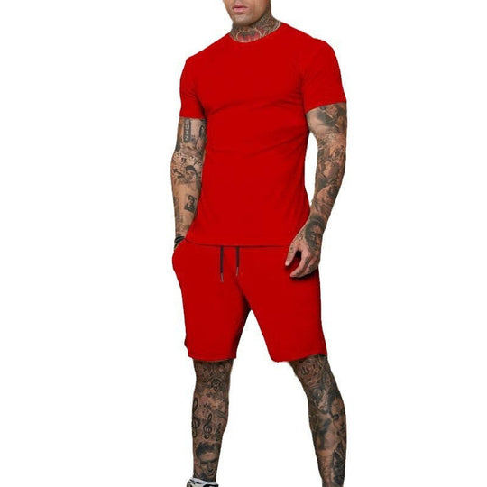 Herren Sportliches Kurzarm- und Shorts-Set mit kontrastierenden Details