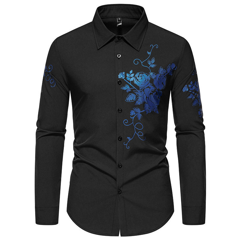 Herren Slim-Fit Langarmhemd mit floralem Print und tailliertem Schnitt Nord Taschen
