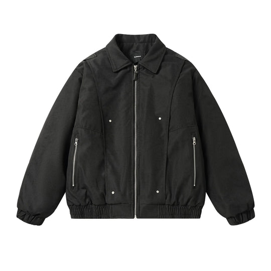 Herren Boxy Utility‑Bomberjacke mit kurzem Schnitt, Metallreißverschlüssen und elastischem Saum Nord Taschen