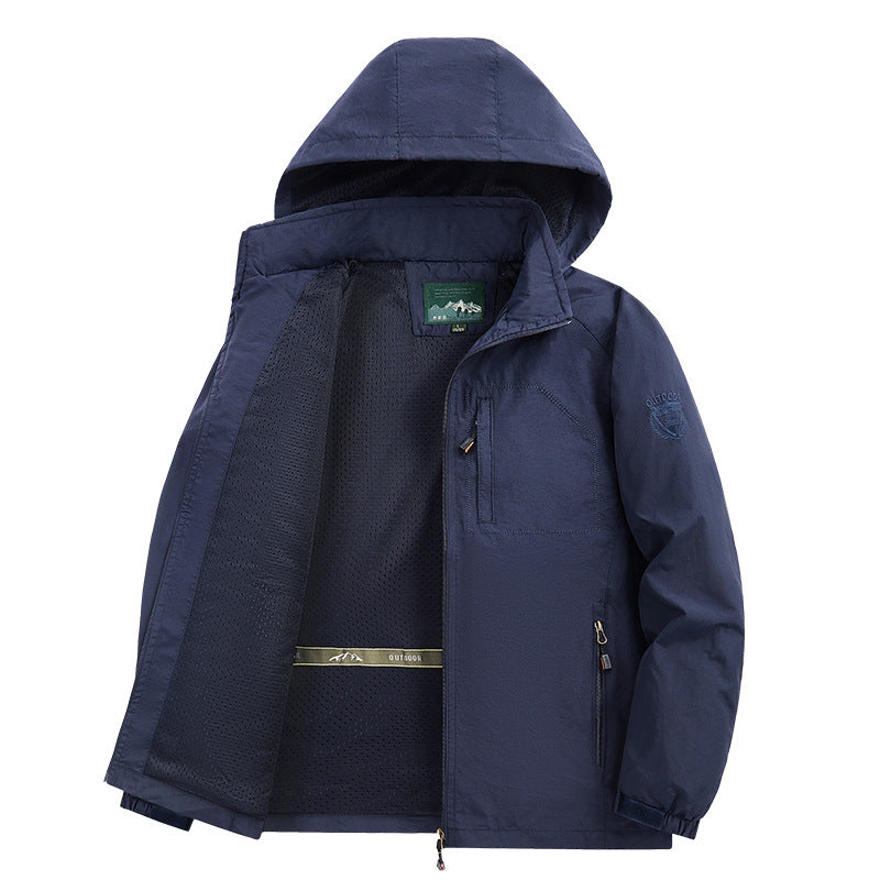 Herren  leichte wasserabweisende Übergangsjacke mit Kapuze und funktionalen Reißverschlusstaschen Nord Taschen