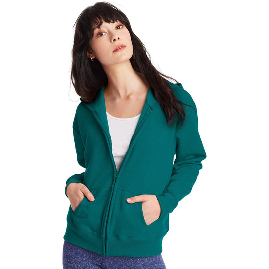 Damen Kapuzen-Sweatjacke mit durchgehendem Reißverschluss, Kängurutaschen und gerippten Bündchen Nord Taschen