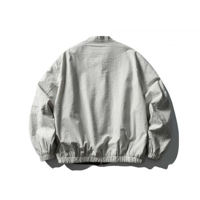 Unisex Leichte Oversize-Bomberjacke aus Strukturstoff mit Stehkragen und elastischem Saum Nord Taschen