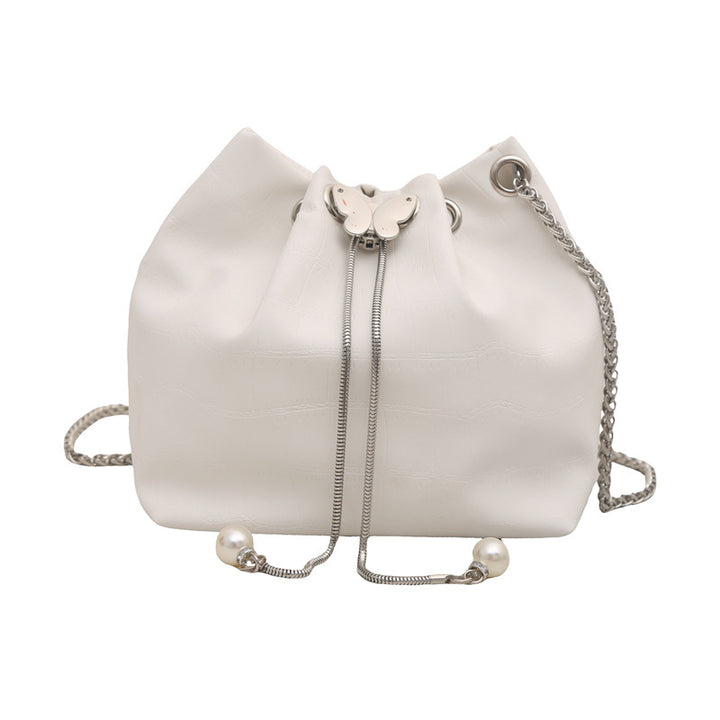 Damen Handtasche mit elegantem Kordelzug und detaillierter Schlangenprägung Nord Taschen