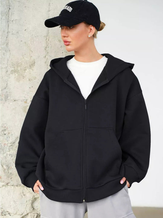 Damen Zip-Hoodie mit lässigem Schnitt und großen Taschen Nord Taschen