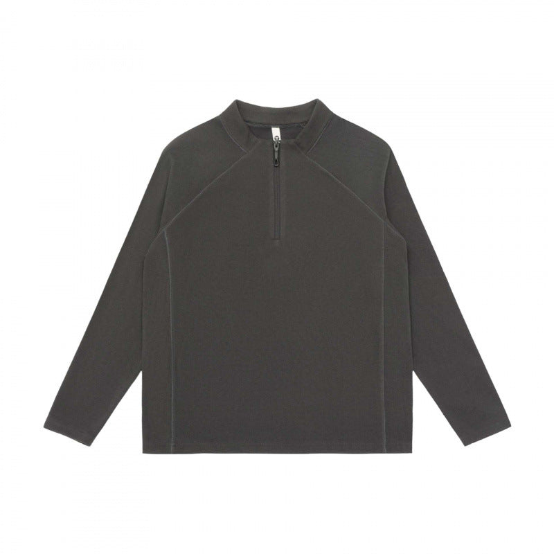 Unisex Leichtes Oversize-Halbzip-Sweatshirt mit Raglanärmeln und Stehkragen Nord Taschen