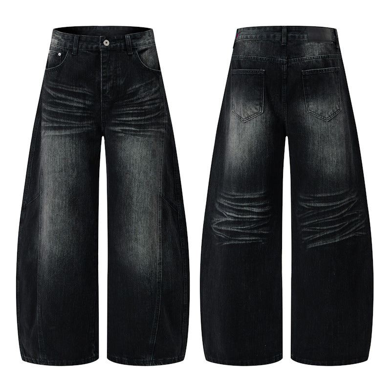 Herren Ultraweite Denim-Palazzohose im ballonförmigen Baggy-Cut mit tiefem Schritt Nord Taschen