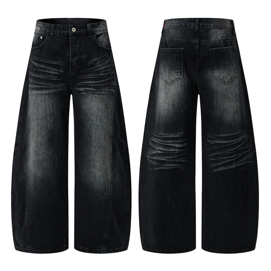 Herren Ultraweite Denim-Palazzohose im ballonförmigen Baggy-Cut mit tiefem Schritt Nord Taschen