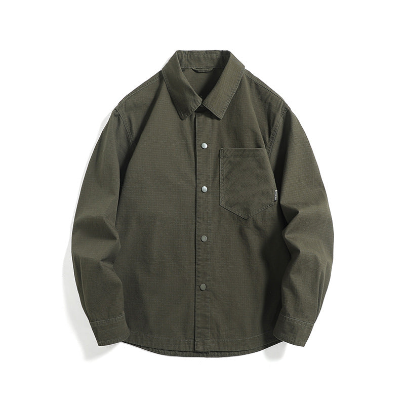 Herren Ripstop-Overshirt mit Druckknopfleiste, geradem Schnitt und Brusttasche Nord Taschen