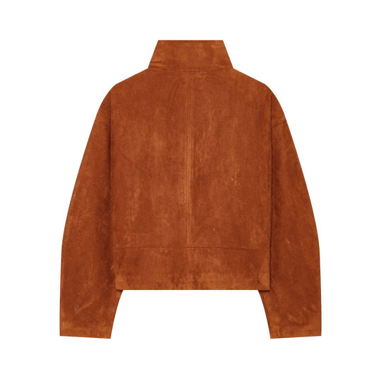 Damen Kurzblouson aus Veloursleder mit Stehkragen und Frontreißverschluss Nord Taschen