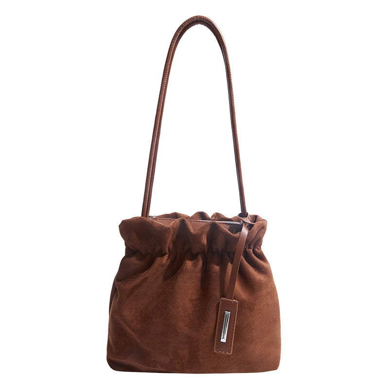 Damen lässige Veloursledertasche mit Raffungen Nord Taschen