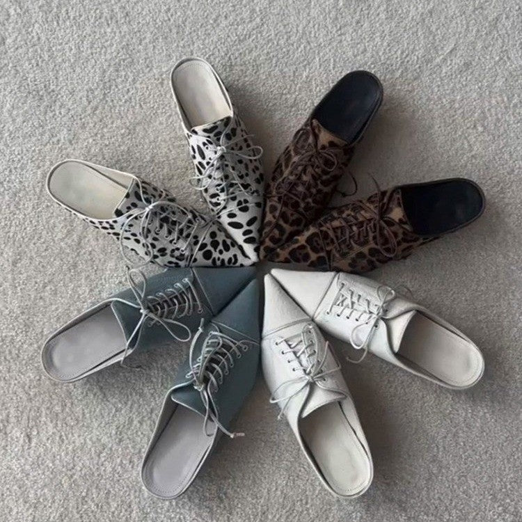 Damen Spitz zulaufende Schnür-Ballerinas im Retro-Couture‑Stil Nord Taschen