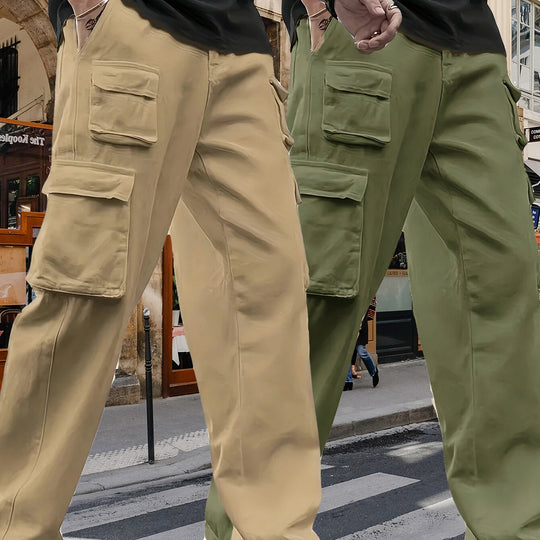 Herren Oversize Utility-Cargohose mit mehrfachen aufgesetzten Klapptaschen Nord Taschen