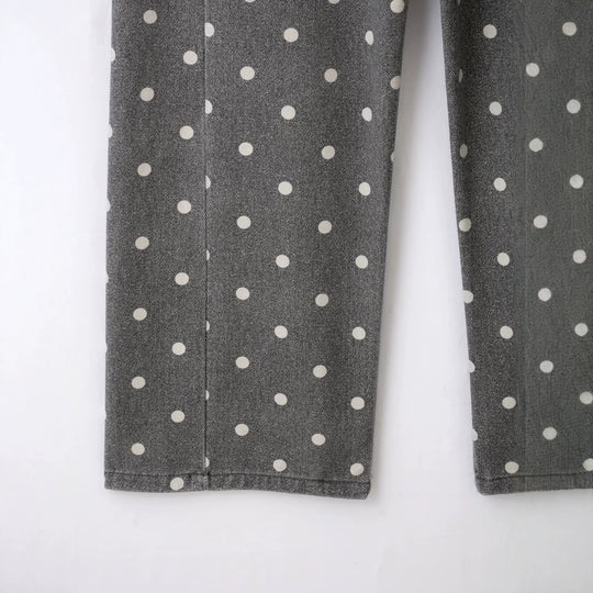 Damen Weite Highwaist Denimhose mit Polka‑Dot Print und Five‑Pocket-Design Nord Taschen