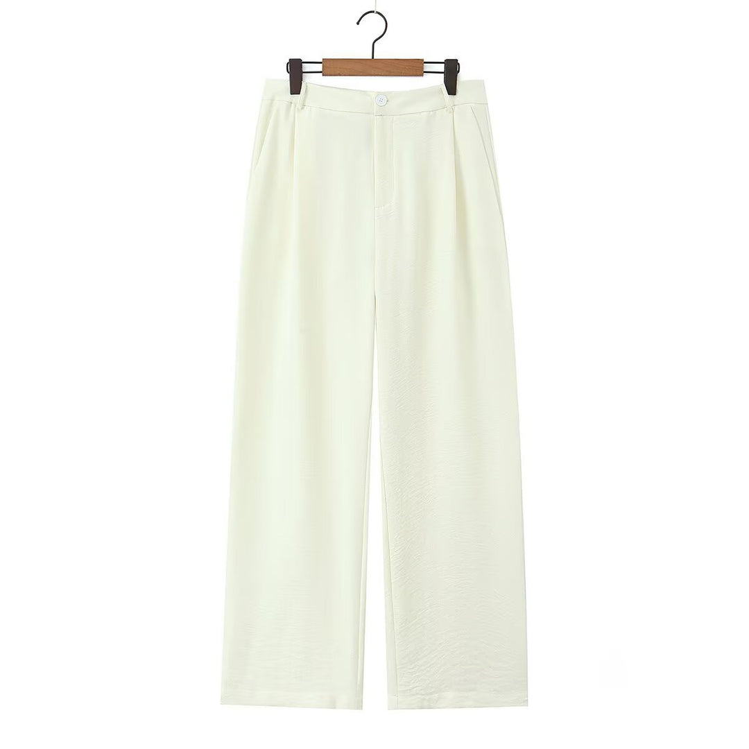 Damen Weite, hochtaillierte Stoffhose mit Bundfalten und Seitentaschen Nord Taschen