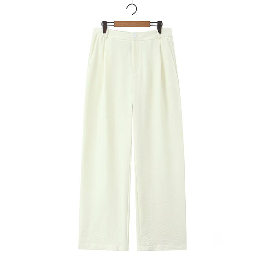 Damen Weite, hochtaillierte Stoffhose mit Bundfalten und Seitentaschen Nord Taschen