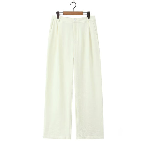 Damen Weite, hochtaillierte Stoffhose mit Bundfalten und Seitentaschen Nord Taschen