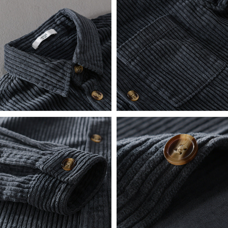 Herren Cord-Overshirt mit breiter Rippenstruktur, Brusttasche und Relaxed-Fit Nord Taschen