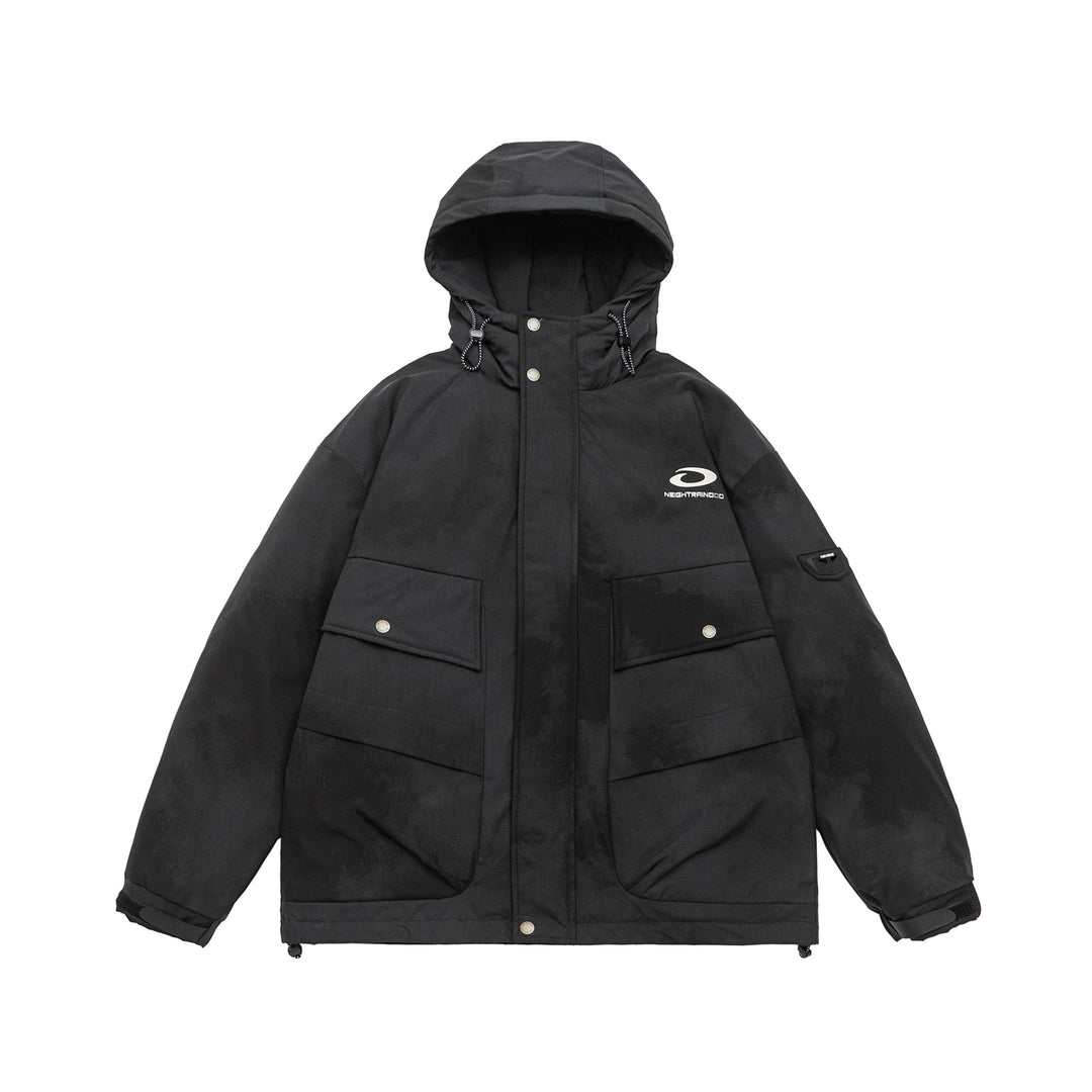 Herren Wattierte Parka-Jacke mit Kapuze und Utility-Taschen Nord Taschen