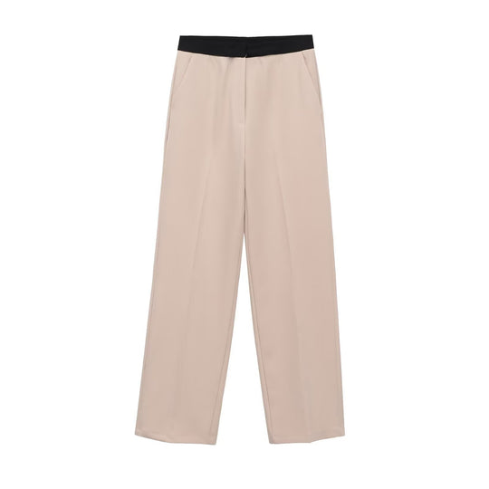 Damen Weite Palazzo-Hose mit elastischem Kontrastbund und Bügelfalten Nord Taschen