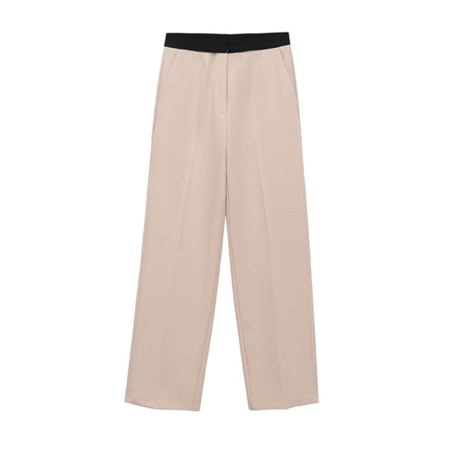 Damen Weite Palazzo-Hose mit elastischem Kontrastbund und Bügelfalten Nord Taschen