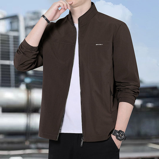 Herren Minimalistische Komfort-Trainingsjacke mit Stehkragen, windabweisendem Softshell-Material und verdeckten Reißverschlusstaschen Nord Taschen