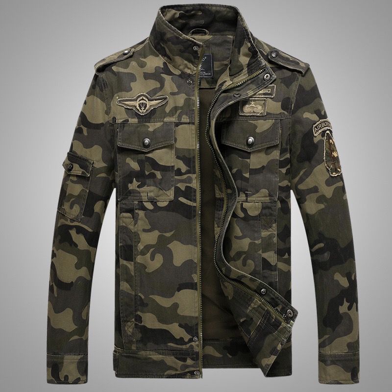 Herren Camo-Utility-Bomberjacke mit Stehkragen, Mehrfach-Taschen und Rippbündchen Nord Taschen